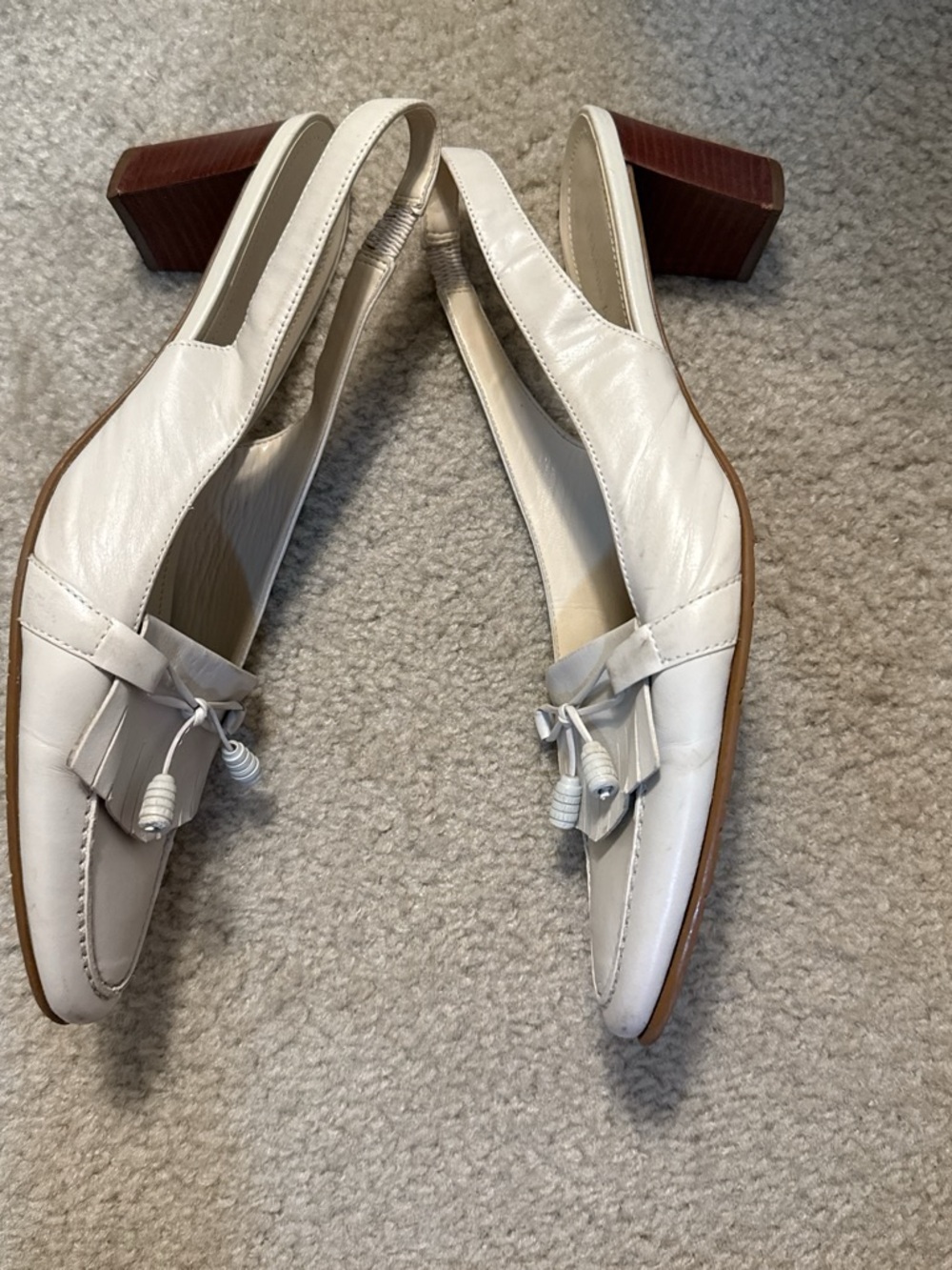 Women’s Beige Tassel Slingback Loafers - Picture 2 of 5